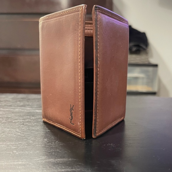Yves Saint Laurent Bags Mens Vintage Ysl Tri Fold Wallet Brown